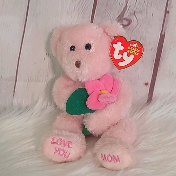 Y2K TY Beanie Baby Pink Love You Mom Mother's Day Bear Plush Stuffed Animal Toy - Picture 2 of 14